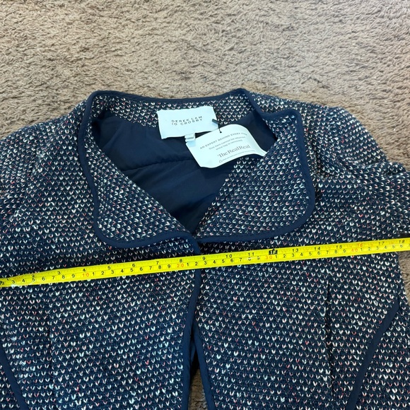 Derek Lam 10 Crosby 8 Navy Red Cardigan Jacket Cotton Tweed Size 2 - Picture 11 of 11
